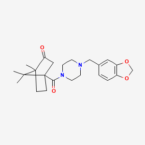 molecular formula C23H30N2O4 B4020765 4-{[4-(1,3-benzodioxol-5-ylmethyl)-1-piperazinyl]carbonyl}-1,7,7-trimethylbicyclo[2.2.1]heptan-2-one 