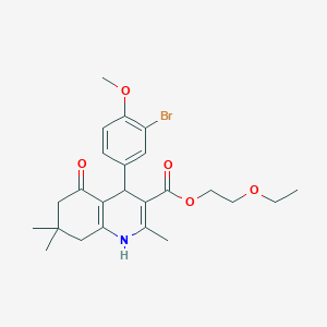 molecular formula C24H30BrNO5 B402078 2-Ethoxyethyl 4-(3-bromo-4-methoxyphenyl)-2,7,7-trimethyl-5-oxo-1,4,5,6,7,8-hexahydroquinoline-3-carboxylate 
