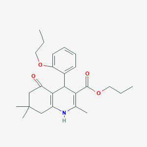 molecular formula C25H33NO4 B402079 Propyl 2,7,7-trimethyl-5-oxo-4-[2-(propyloxy)phenyl]-1,4,5,6,7,8-hexahydroquinoline-3-carboxylate 