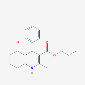 molecular formula C21H25NO3 B402081 Propyl 2-methyl-4-(4-methylphenyl)-5-oxo-1,4,5,6,7,8-hexahydroquinoline-3-carboxylate 