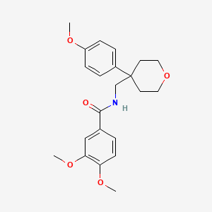molecular formula C22H27NO5 B4020811 3,4-dimethoxy-N-{[4-(4-methoxyphenyl)tetrahydro-2H-pyran-4-yl]methyl}benzamide 