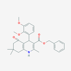 molecular formula C28H31NO5 B402082 Benzyl 4-(2,3-dimethoxyphenyl)-2,7,7-trimethyl-5-oxo-1,4,5,6,7,8-hexahydroquinoline-3-carboxylate 