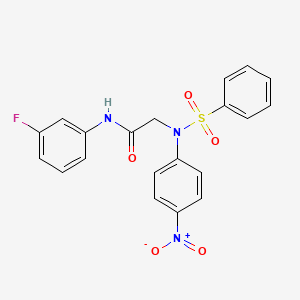 molecular formula C20H16FN3O5S B4020837 N~1~-(3-fluorophenyl)-N~2~-(4-nitrophenyl)-N~2~-(phenylsulfonyl)glycinamide 