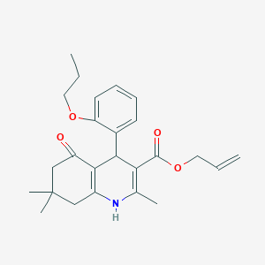 molecular formula C25H31NO4 B402087 Prop-2-enyl 2,7,7-trimethyl-5-oxo-4-[2-(propyloxy)phenyl]-1,4,5,6,7,8-hexahydroquinoline-3-carboxylate 