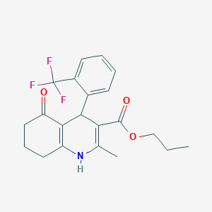molecular formula C21H22F3NO3 B402088 Propyl 2-methyl-5-oxo-4-[2-(trifluoromethyl)phenyl]-1,4,5,6,7,8-hexahydroquinoline-3-carboxylate 