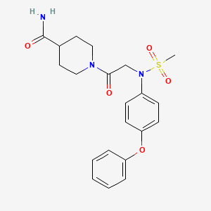molecular formula C21H25N3O5S B4020884 1-[N-(methylsulfonyl)-N-(4-phenoxyphenyl)glycyl]-4-piperidinecarboxamide 