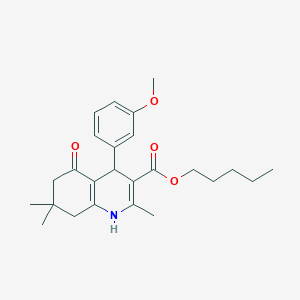 molecular formula C25H33NO4 B402090 Pentyl 2,7,7-trimethyl-4-[3-(methyloxy)phenyl]-5-oxo-1,4,5,6,7,8-hexahydroquinoline-3-carboxylate 