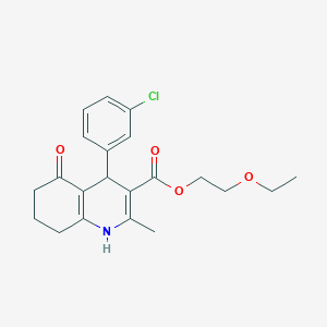 molecular formula C21H24ClNO4 B402091 2-Ethoxyethyl 4-(3-chlorophenyl)-2-methyl-5-oxo-1,4,5,6,7,8-hexahydroquinoline-3-carboxylate 