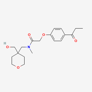 molecular formula C19H27NO5 B4020920 N-{[4-(hydroxymethyl)tetrahydro-2H-pyran-4-yl]methyl}-N-methyl-2-(4-propionylphenoxy)acetamide 