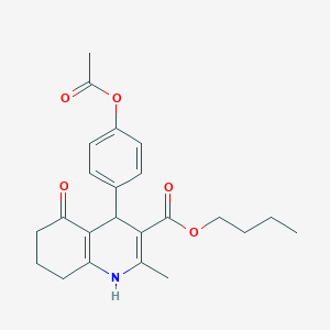 molecular formula C23H27NO5 B402093 Butyl 4-[4-(acetyloxy)phenyl]-2-methyl-5-oxo-1,4,5,6,7,8-hexahydro-3-quinolinecarboxylate 