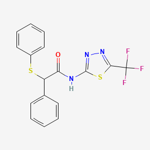 2-phenyl-2-(phenylthio)-N-[5-(trifluoromethyl)-1,3,4-thiadiazol-2-yl]acetamide