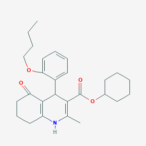 molecular formula C27H35NO4 B402095 Cyclohexyl 4-(2-butoxyphenyl)-2-methyl-5-oxo-1,4,5,6,7,8-hexahydroquinoline-3-carboxylate 