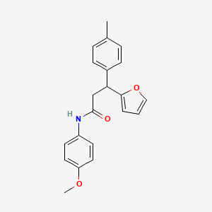 molecular formula C21H21NO3 B4020951 3-(2-furyl)-N-(4-methoxyphenyl)-3-(4-methylphenyl)propanamide 