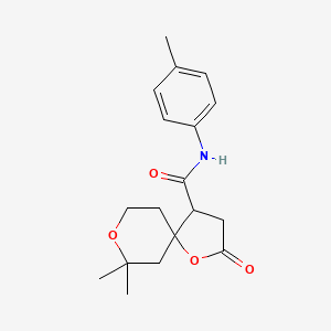 7,7-dimethyl-N-(4-methylphenyl)-2-oxo-1,8-dioxaspiro[4.5]decane-4-carboxamide