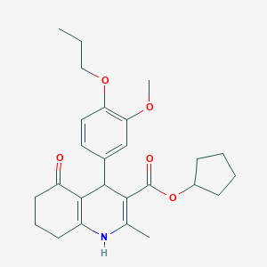 molecular formula C26H33NO5 B402096 Cyclopentyl 4-(3-methoxy-4-propoxyphenyl)-2-methyl-5-oxo-1,4,5,6,7,8-hexahydroquinoline-3-carboxylate 