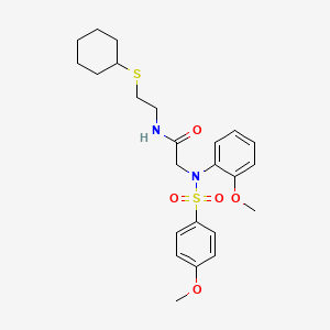 molecular formula C24H32N2O5S2 B4020962 N~1~-[2-(cyclohexylthio)ethyl]-N~2~-(2-methoxyphenyl)-N~2~-[(4-methoxyphenyl)sulfonyl]glycinamide 