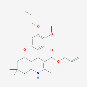 molecular formula C26H33NO5 B402097 Prop-2-en-1-yl 4-(3-methoxy-4-propoxyphenyl)-2,7,7-trimethyl-5-oxo-1,4,5,6,7,8-hexahydroquinoline-3-carboxylate 