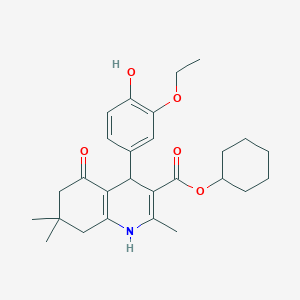 molecular formula C27H35NO5 B402099 Cyclohexyl 4-(3-ethoxy-4-hydroxyphenyl)-2,7,7-trimethyl-5-oxo-1,4,5,6,7,8-hexahydroquinoline-3-carboxylate 