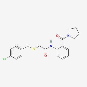 molecular formula C20H21ClN2O2S B4021002 2-[(4-chlorobenzyl)thio]-N-[2-(1-pyrrolidinylcarbonyl)phenyl]acetamide 