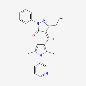molecular formula C24H24N4O B4021015 4-{[2,5-dimethyl-1-(3-pyridinyl)-1H-pyrrol-3-yl]methylene}-2-phenyl-5-propyl-2,4-dihydro-3H-pyrazol-3-one 