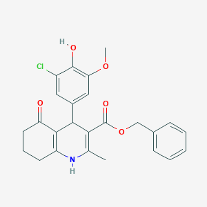 molecular formula C25H24ClNO5 B402102 Benzyl 4-(3-chloro-4-hydroxy-5-methoxyphenyl)-2-methyl-5-oxo-1,4,5,6,7,8-hexahydro-3-quinolinecarboxylate 
