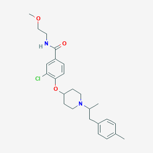 molecular formula C25H33ClN2O3 B4021043 3-chloro-N-(2-methoxyethyl)-4-({1-[1-methyl-2-(4-methylphenyl)ethyl]-4-piperidinyl}oxy)benzamide 
