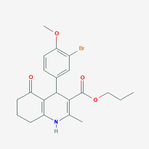 molecular formula C21H24BrNO4 B402105 Propyl 4-(3-bromo-4-methoxyphenyl)-2-methyl-5-oxo-1,4,5,6,7,8-hexahydroquinoline-3-carboxylate 