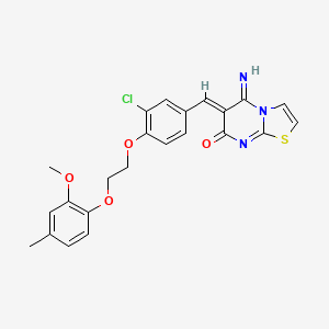 molecular formula C23H20ClN3O4S B4021076 6-{3-chloro-4-[2-(2-methoxy-4-methylphenoxy)ethoxy]benzylidene}-5-imino-5,6-dihydro-7H-[1,3]thiazolo[3,2-a]pyrimidin-7-one 