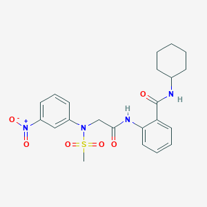 molecular formula C22H26N4O6S B4021102 N-cyclohexyl-2-{[N-(methylsulfonyl)-N-(3-nitrophenyl)glycyl]amino}benzamide 