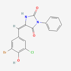 molecular formula C16H10BrClN2O3 B4021103 5-(3-bromo-5-chloro-4-hydroxybenzylidene)-3-phenyl-2,4-imidazolidinedione 
