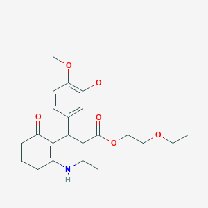 2-Ethoxyethyl 4-(4-ethoxy-3-methoxyphenyl)-2-methyl-5-oxo-1,4,5,6,7,8-hexahydroquinoline-3-carboxylate