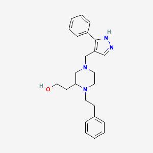 molecular formula C24H30N4O B4021113 2-{1-(2-phenylethyl)-4-[(3-phenyl-1H-pyrazol-4-yl)methyl]-2-piperazinyl}ethanol 