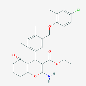 ethyl 2-amino-4-{5-[(4-chloro-2-methylphenoxy)methyl]-2,4-dimethylphenyl}-5-oxo-5,6,7,8-tetrahydro-4H-chromene-3-carboxylate