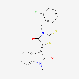 molecular formula C19H13ClN2O2S2 B4021118 3-[3-(2-chlorobenzyl)-4-oxo-2-thioxo-1,3-thiazolidin-5-ylidene]-1-methyl-1,3-dihydro-2H-indol-2-one 