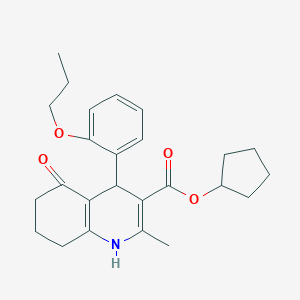 molecular formula C25H31NO4 B402114 Cyclopentyl 2-methyl-5-oxo-4-(2-propoxyphenyl)-1,4,5,6,7,8-hexahydro-3-quinolinecarboxylate 