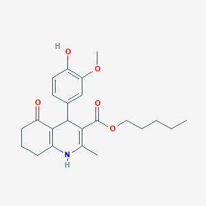 Pentyl 4-(4-hydroxy-3-methoxyphenyl)-2-methyl-5-oxo-1,4,5,6,7,8-hexahydroquinoline-3-carboxylate