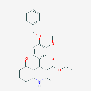 molecular formula C28H31NO5 B402118 Propan-2-yl 4-[4-(benzyloxy)-3-methoxyphenyl]-2-methyl-5-oxo-1,4,5,6,7,8-hexahydroquinoline-3-carboxylate 