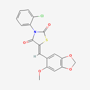 molecular formula C18H12ClNO5S B4021189 3-(2-chlorophenyl)-5-[(6-methoxy-1,3-benzodioxol-5-yl)methylene]-1,3-thiazolidine-2,4-dione 