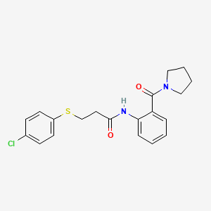 molecular formula C20H21ClN2O2S B4021198 3-[(4-chlorophenyl)thio]-N-[2-(1-pyrrolidinylcarbonyl)phenyl]propanamide 