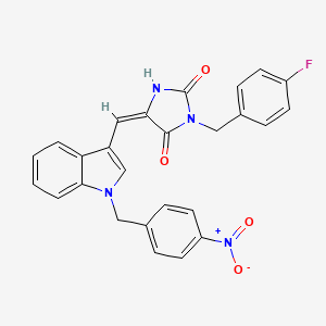 3-(4-fluorobenzyl)-5-{[1-(4-nitrobenzyl)-1H-indol-3-yl]methylene}-2,4-imidazolidinedione