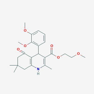 molecular formula C24H31NO6 B402124 2-(Methyloxy)ethyl 4-[2,3-bis(methyloxy)phenyl]-2,7,7-trimethyl-5-oxo-1,4,5,6,7,8-hexahydroquinoline-3-carboxylate 