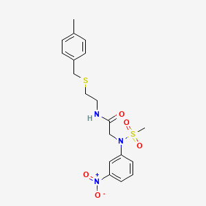 molecular formula C19H23N3O5S2 B4021287 N~1~-{2-[(4-methylbenzyl)thio]ethyl}-N~2~-(methylsulfonyl)-N~2~-(3-nitrophenyl)glycinamide 