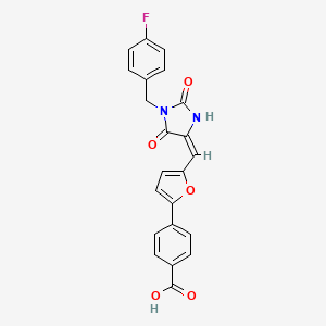molecular formula C22H15FN2O5 B4021325 4-(5-{[1-(4-fluorobenzyl)-2,5-dioxo-4-imidazolidinylidene]methyl}-2-furyl)benzoic acid 