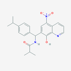 molecular formula C23H25N3O4 B4021338 N-[(8-hydroxy-5-nitro-7-quinolinyl)(4-isopropylphenyl)methyl]-2-methylpropanamide 