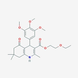 2-(Ethyloxy)ethyl 2,7,7-trimethyl-5-oxo-4-[3,4,5-tris(methyloxy)phenyl]-1,4,5,6,7,8-hexahydroquinoline-3-carboxylate