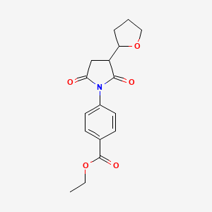 molecular formula C17H19NO5 B4021349 ethyl 4-[2,5-dioxo-3-(tetrahydro-2-furanyl)-1-pyrrolidinyl]benzoate 