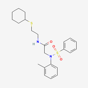 molecular formula C23H30N2O3S2 B4021379 N~1~-[2-(cyclohexylthio)ethyl]-N~2~-(2-methylphenyl)-N~2~-(phenylsulfonyl)glycinamide 