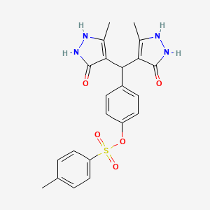 molecular formula C22H22N4O5S B4021427 4-[bis(5-hydroxy-3-methyl-1H-pyrazol-4-yl)methyl]phenyl 4-methylbenzenesulfonate 