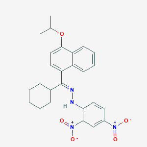 molecular formula C26H28N4O5 B402146 (E)-cyclohexyl(4-isopropoxy-1-naphthyl)methanone {2,4-dinitrophenyl}hydrazone 