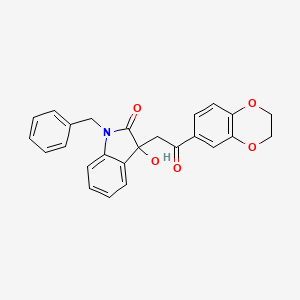 molecular formula C25H21NO5 B4021465 1-benzyl-3-[2-(2,3-dihydro-1,4-benzodioxin-6-yl)-2-oxoethyl]-3-hydroxy-1,3-dihydro-2H-indol-2-one 